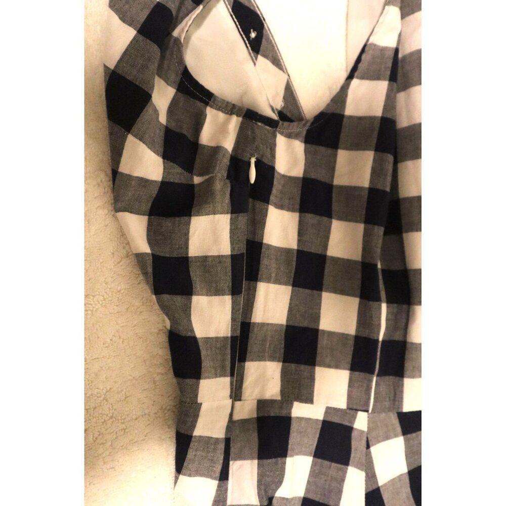 Maison Jules Blue Gingham Shirt Dress Sleeveless Fit and Flare Cotton Sundress M - Picture 8 of 9
